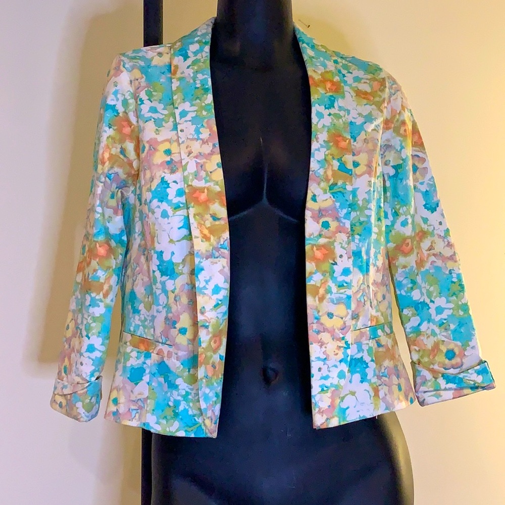 Women’s Small Maurices Floral 3/4 Sleeve Blazer Jacket